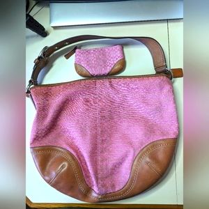 Pink Coach Logo Hobo Handbag and matching logo coin purse